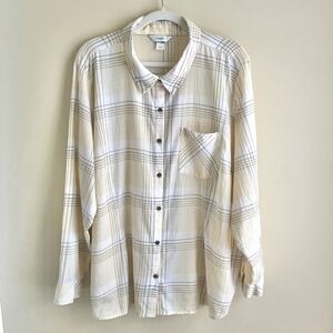 CJ Banks Top Women's 3X Pale Yellow Cotton Gauze Coastal Beachy Summer